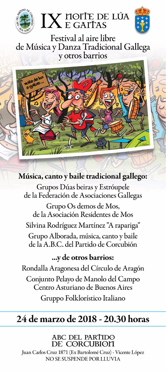 Flayer -Festival al aire libre de Música y Danza Tradicional Gallega y otros barrios